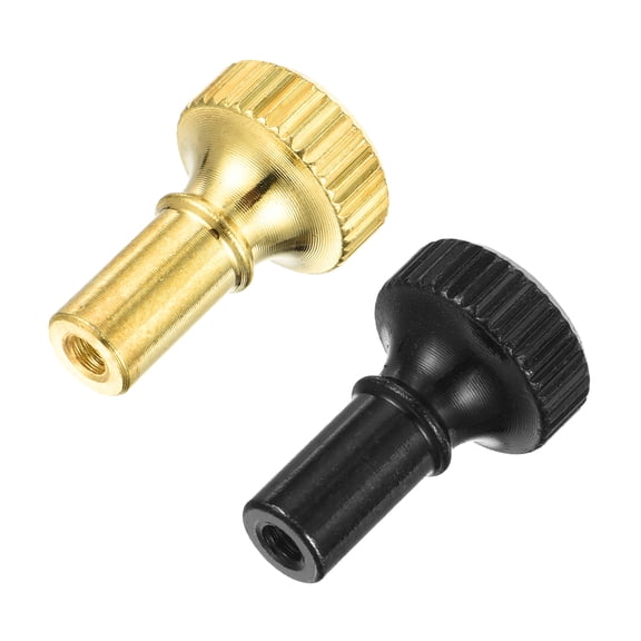 2Pcs Lamp Turn Knob On/Off Brass Light Switch Knob Lamp Knob Lamp Switch Extension 19mm Length for Lamp Socket, Gold, Black