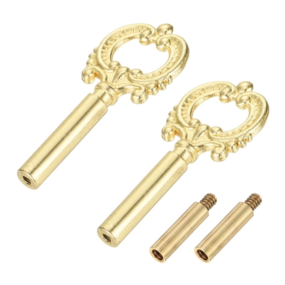 2Pcs Lamp Turn Knob On/Off Extension 51.5mm Length for Lamp Socket, Gold