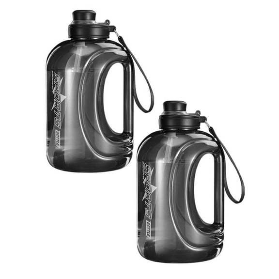2Pcs Large 2.8L Water Bottle With Straw And Chug Lid Leakproof Portable Sports Jug For Outdoor Hiking Gym Camping Travel Glass&Bottle