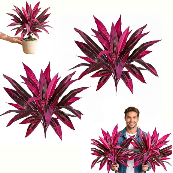 2Pcs Large Artificial Boston Fern and Dragon's Blood Tree Plants,Realistic Fake Potted Plants,UV Resistant Faux Tropical Plant for Front Porch Garden Patio