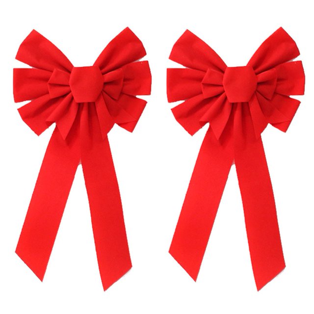 2Pcs Large Bow Bowknot Christmas Tree Holiday Party Home Decor Ribbon