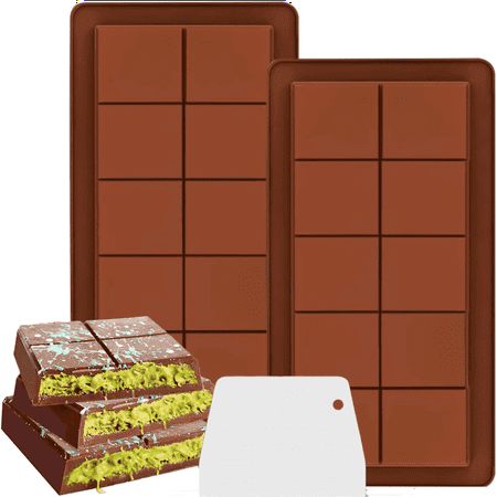 2Pcs Large Chocolate Bar Molds Deep dubai Chocolate Mold Silicone Candy Molds