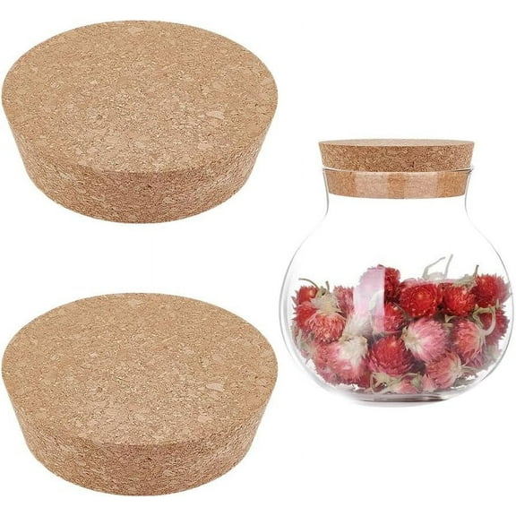 2Pcs Large Cork Lids for Jars 3.7-4.3 Inch Tapered Cork Plugs Cork Bottle Stoppers Wood Replacement Corks for Mason Jars Glass Bottles Canning Jars Decorative Bottles and DIY Crafts DIY