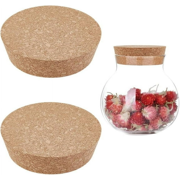 2Pcs Large Cork Lids for Jars 4.1-4.76 Inch Tapered Cork Plugs Cork Bottle Stoppers Wood Replacement Corks for Mason Jars Glass Bottles Canning Jars Decorative Bottles and DIY Crafts Brown