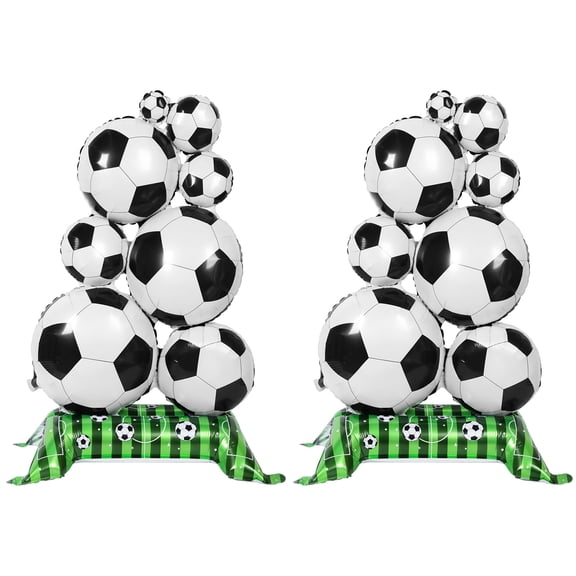 2Pcs Large Football Balloons 59x32 Inch Giant Self Standing Soccer Balloons Tower Large Soccer Party Decorations for Birthday Party