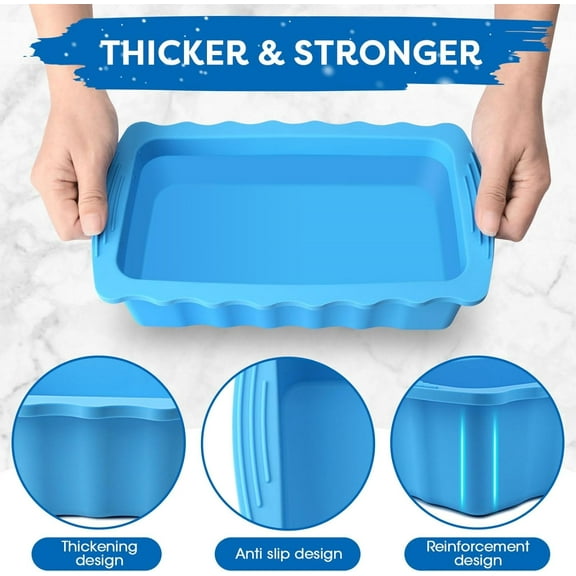 2Pcs Large Ice Cube Molds, 12LB Ice Block Mold for Ice Bath Cold Plunge or Coolers Chiller, Silicone Big Ice Bath Cube Molds Trays ,Inner Diameter 8.5x4.5x4.7In, Blue