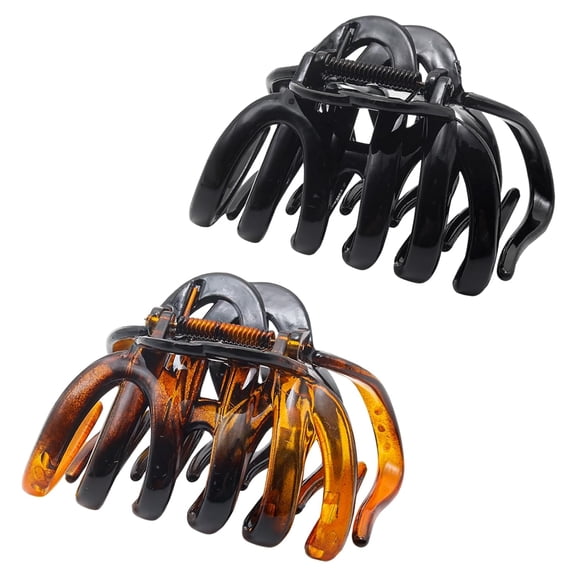 2Pcs Large Octopus Claw Clips, Strong Grip Non-slip Jaw Clip for Thick Long Hair, Matte Hair Clips for Women (Amber Color)