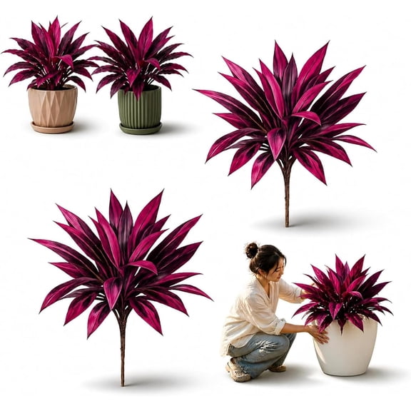 2Pcs Large Realistic Artificial Boston Fern & Dragon's Blood Tree, Premium UV Resistant Fake Ferns,Vibrant Outdoor Ferns,Outdoor Fake Plants for Garden, Patio, Wedding, Balcony (2pcs)