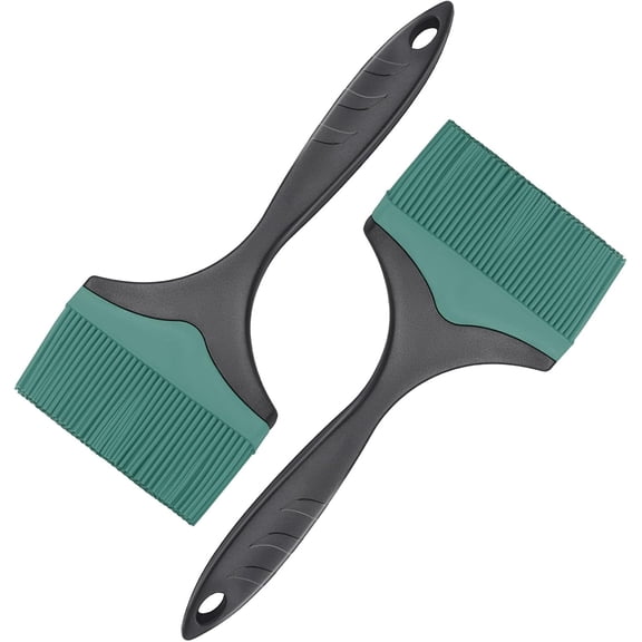 2Pcs Large Silicone Grill Basting Brush Extra Wide Silicone Basting Brush for Grilling,Heat Resistant Brushes Spread Oil Butter Sauce for Cooking Baking BBQ,Dishwasher SafeGreen 