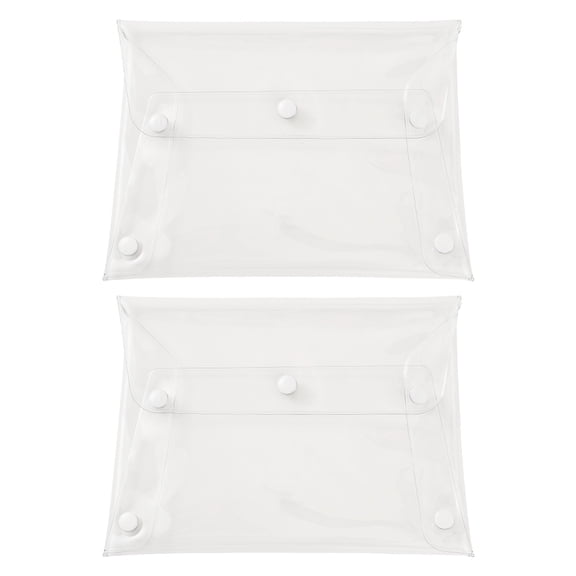 2Pcs Large Transparent Makeup Bag PVC Cosmetic Bags Clear Plastic Waterproof Portable Toiletry Organizers Storage Pouches with Snap Closure DIY