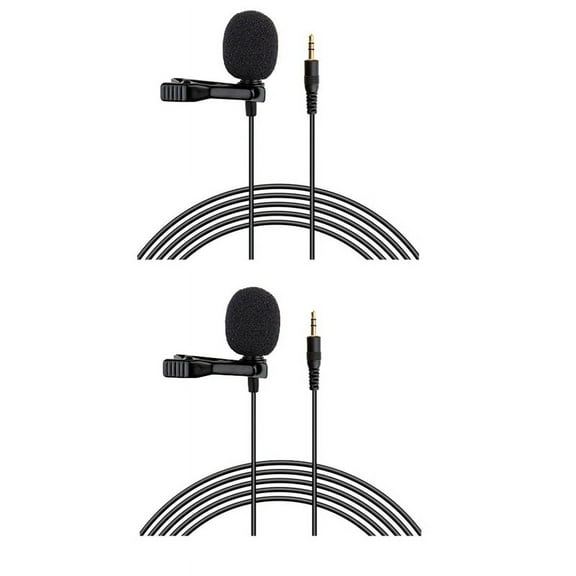 2Pcs Lavalier Lapel Microphones 3.5mm Connector Lavalier Microphone