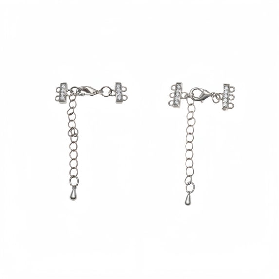 2Pcs Layering Necklace Clasp White Gold Plated Multi Strand Triple Double Layered Necklaces Clasps Connectors Separator with Adjustable Chain for Stackable Necklace DIY Jewelry Making