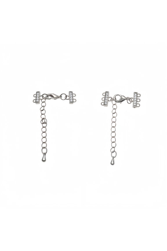 2Pcs Layering Necklace Clasp White Gold Plated Multi Strand Triple Double Layered Necklaces Clasps Connectors Separator with Adjustable Chain for Stackable Necklace DIY Jewelry Making