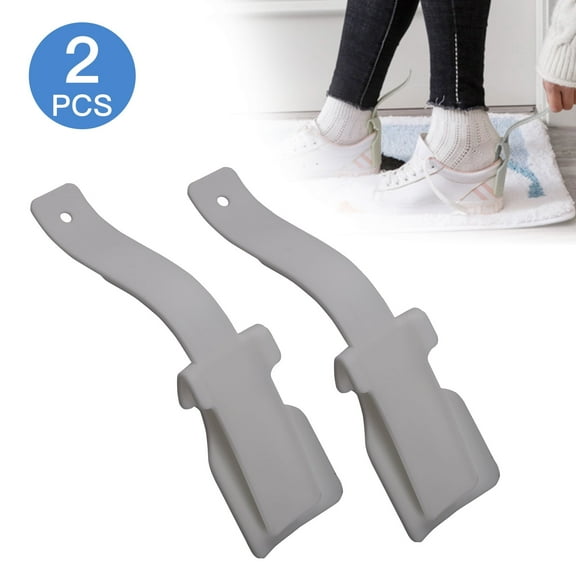2Pcs Lazy Shoes Helper for Easy to Wear Shoes,Handled Shoe Horn Shoe Lifting Helper Wear Shoe Helpers, Sock Slider Handled Shoe Horn for Seniors, Elderly, Disabled, Gray