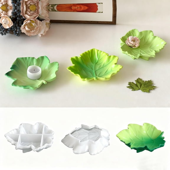 2Pcs Leaf Plate Silicone Resin Molds For Epoxy Resin Casting - Maple Leaf Storage Tray Mold For Jewelry, Soap Dish, Trinket Tray, Decorative Home Decor