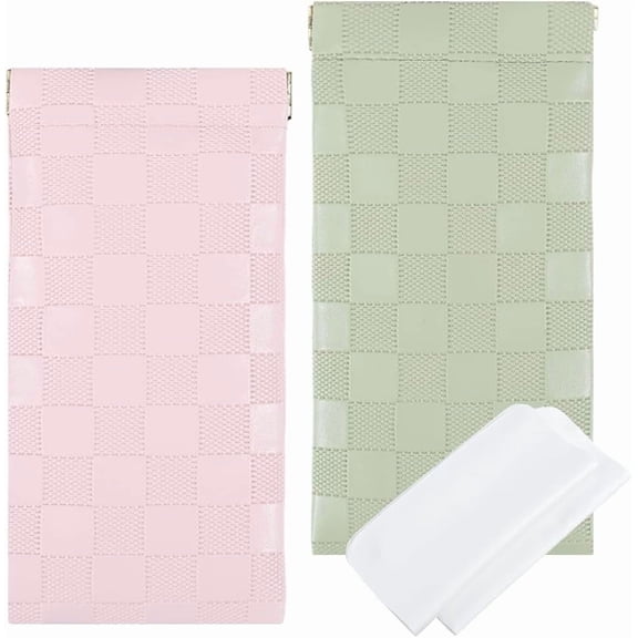 2Pcs Leather Glasses Case Slim Portable Sunglasses Case Bags Squeeze Top Soft Eyeglass Case Multi-color