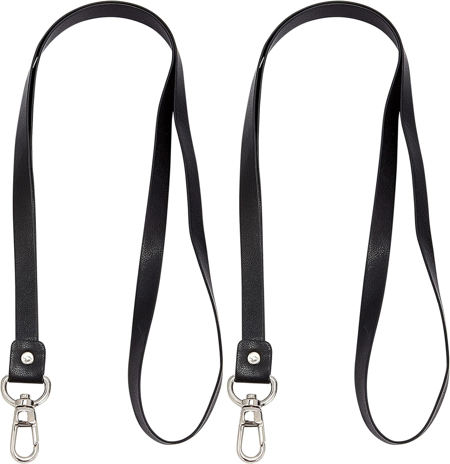 2Pcs Leather Neck Lanyard Key Chain Holder Strap Badges with Metal ...
