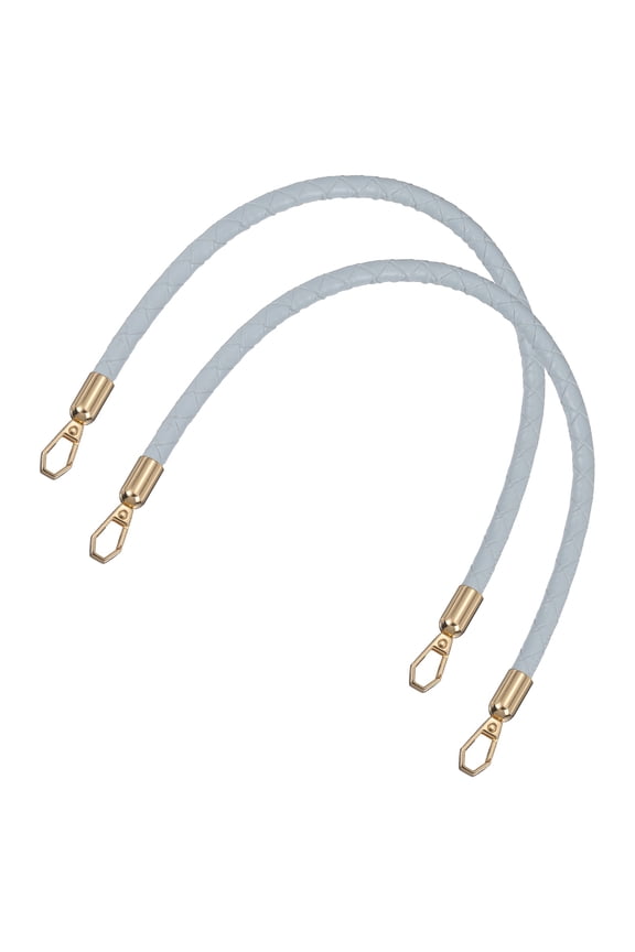 2Pcs Leather Purse Strap, 45cm 17.7" Braided Bag Straps Handbag Handles Replacement with Golden Buckles for Tote Underarm Bag DIY Purse Making, Gray Blue