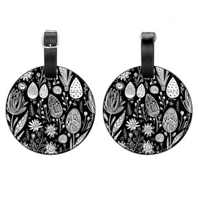 2Pcs Leather Round Easter Egg Cruise Luggage Tag with Privacy Cover and Name ID Tag - Suitable for Travel Handbags Backpacks School Bags Luggage Tags