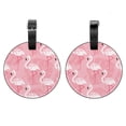 thumbnail image 1 of 2Pcs Leather Round Flamingo Cruise Luggage Tag with Privacy Cover and Name ID Tag - Suitable for Travel Handbags Backpacks School Bags Luggage Tags, 1 of 7