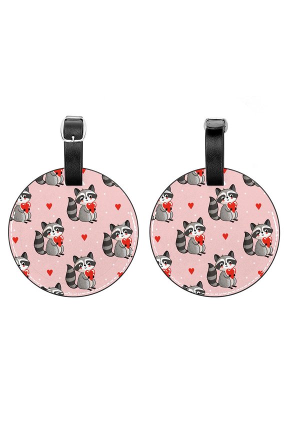 2Pcs Leather Round Fox Cruise Luggage Tag with Privacy Cover and Name ID Tag - Suitable for Travel Handbags Backpacks School Bags Luggage Tags