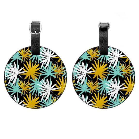 2Pcs Leather Round Maple Cruise Luggage Tag with Privacy Cover and Name ID Tag - Suitable for Travel Handbags Backpacks School Bags Luggage Tags