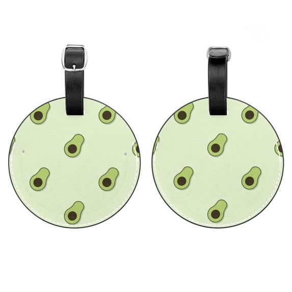 2Pcs Leather Round Seamless Food Pattern Cruise Luggage Tag with Privacy Cover and Name ID Tag - Suitable for Travel Handbags Backpacks School Bags Luggage Tags