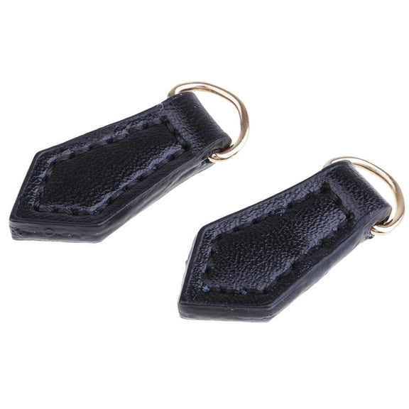 2Pcs Leather Zipper Pull For Boot/Jacket/Bag/Purse Replacement And Production Black