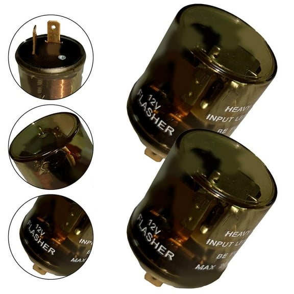 2Pcs Led Flasher Relay,Heavy Duty 12V 2-Pin Electric Turn 2Pin Two Prong Round
