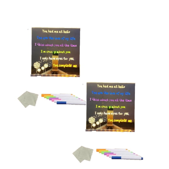 2Pcs Led Light Up Drawing Board Transparent Writing Board For Kids Diy Craft Stationery Usb Powered Glow Message Board1Ml Office&Craft&Stationery