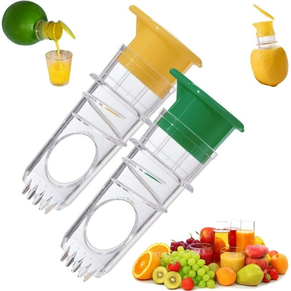 2Pcs Lemon Mini Squeezer, Screw-Top Lemon Squeezer Manual Juice Extractor with Built-In Filter Orange Citrus Press, Squeeze Lime for Cocktails, Drinks