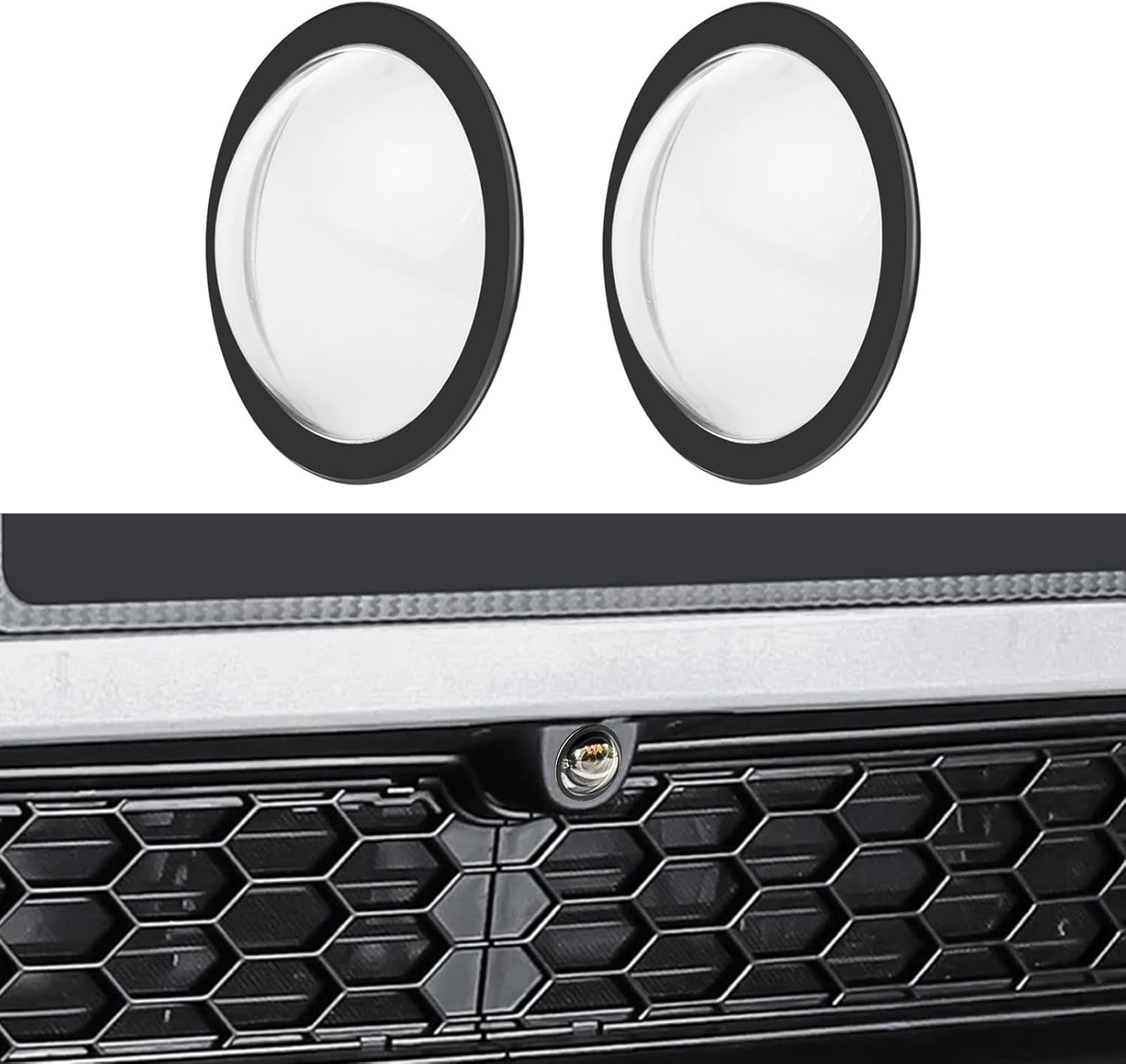 2Pcs Lens Guard PC Protective Cover Kits for Tesla from 2025Cybertruck / 2025 Model Y Juniper / 2025 Model S / 2025 Model 3 Front Bumper Camera