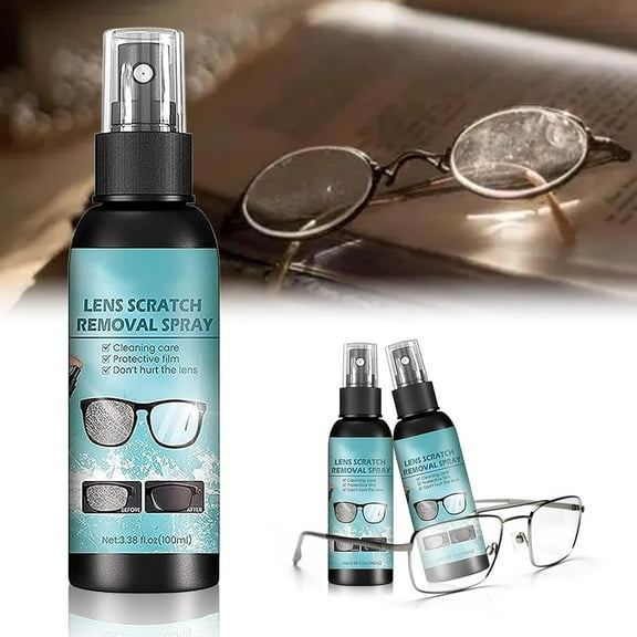 2Pcs-Lens Scratch Remover, Scratch Remover for Eyeglasses, Eyeglass Scratch Remover, Lens Scratch Remover for Eye Glasses, Pocket & Travel Essentials, Eye Glass Cleaners Spray(100ml)