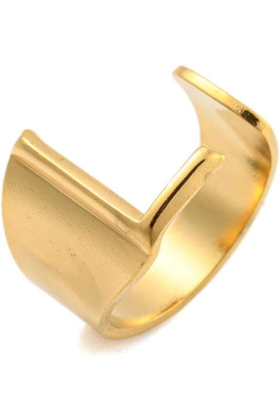 2Pcs Letter L Knuckle Rings Alphabet Wide Ring Stainless Steel Personalized Finger Rings for Valentine's Day Trendy Jewelry ID: 18mm Gold