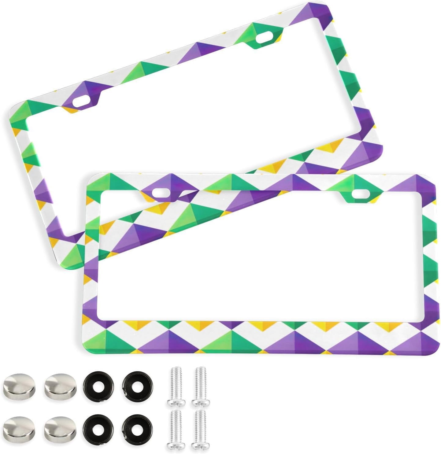 2PCS Stainless Steel License Plate Frames - Rust-Proof Metal Tag Holder With Screws & Caps
