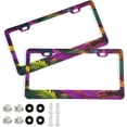 thumbnail image 1 of 2Pcs License Plate Frames Mardi Gras Universal Aluminum License Plate Holder Cover Rust-Proof Car Tag Frame with Screw Caps Home Decor, 1 of 7