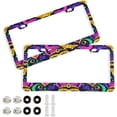 thumbnail image 1 of 2Pcs License Plate Frames Mardi Gras Universal Aluminum License Plate Holder Cover Rust-Proof Car Tag Frame with Screw Caps Home Decor, 1 of 7