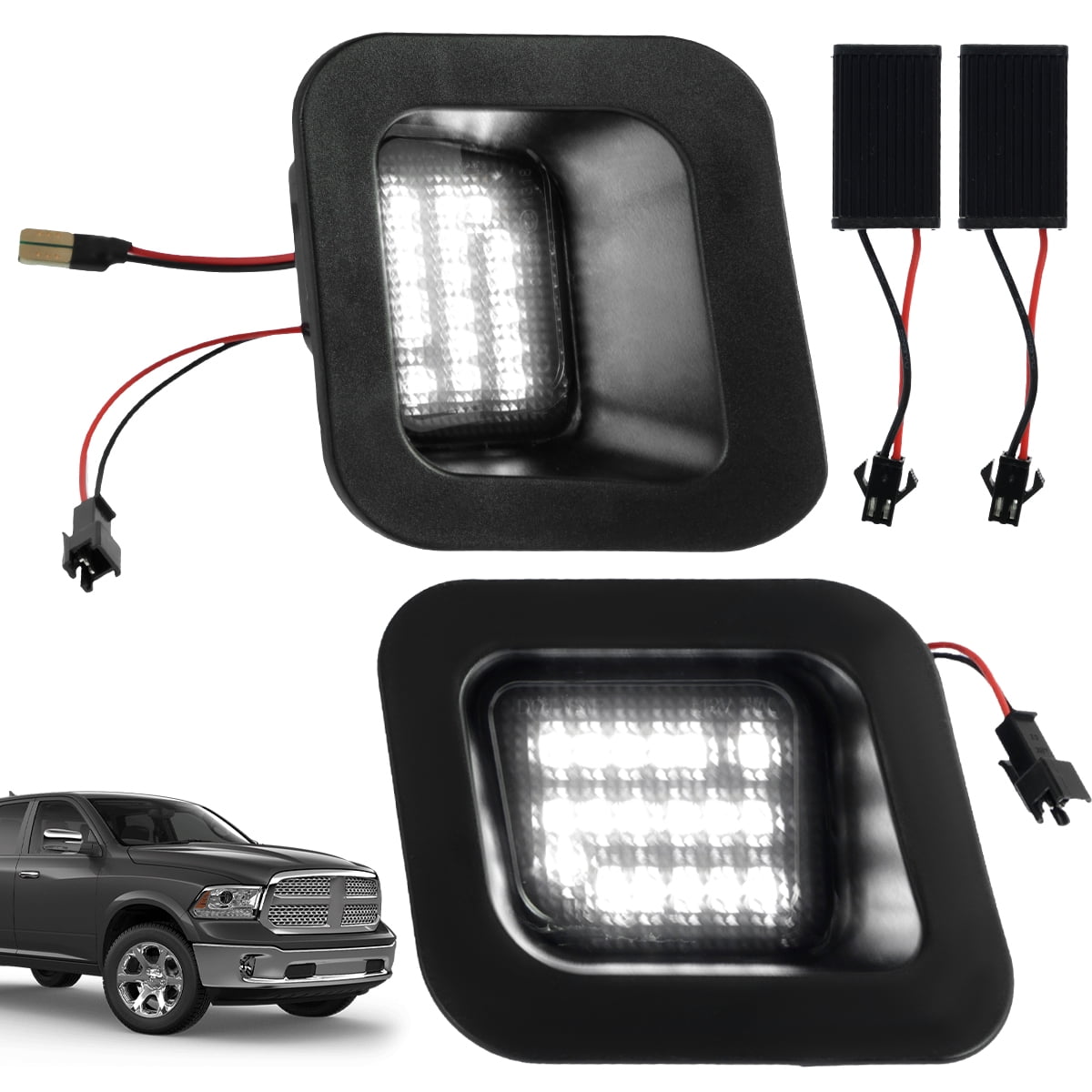 2Pcs License Plate Light Compatible with RAM 1500 2003-2010 IP68 Waterproof LED Number License Plate Light Tag Lamp Bright Car Number Plate Lamp Smoke Lens
