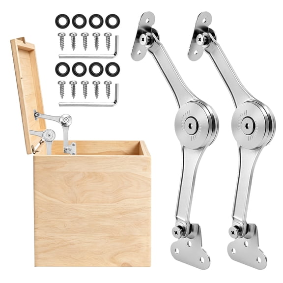 Adjustable Lid Stay Hinges 2PCS Zinc Alloy Chest Hinges for Storage Chests Wooden Toy Box Cabinet Door Mounting Lift Up Buffer Damper Support