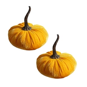 2Pcs Lifelike Velvet Pumpkin Decorative Ornament 3.9" Autumn Thanksgiving Tabletop Display Seasonal Home Desktop Decor Happy 2026