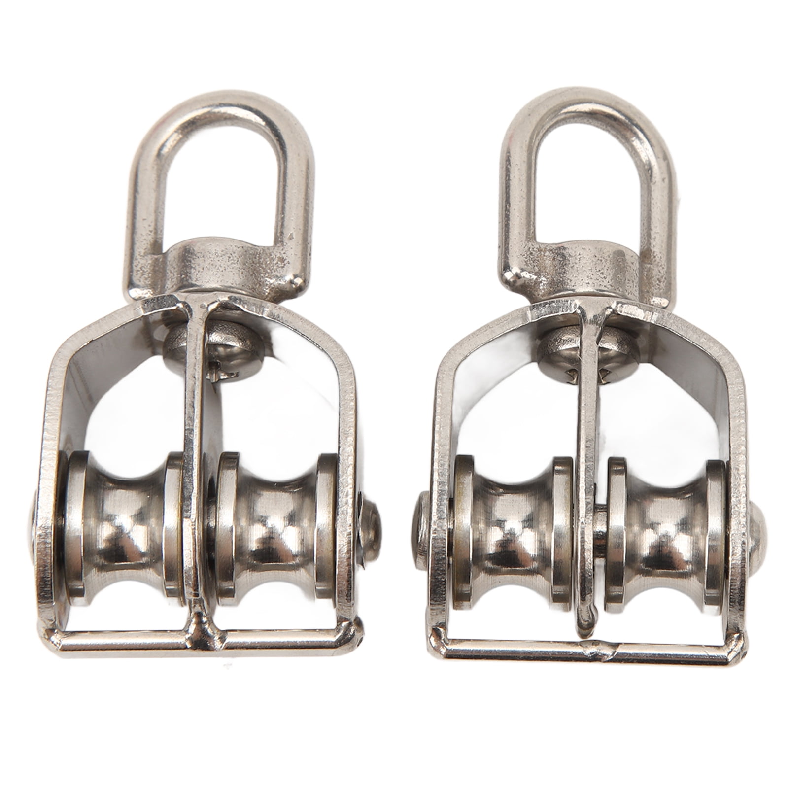 4 Pack 1-1/2" Double Pulley Blocks - 400 LBS Capacity Each, Zinc Plated Iron