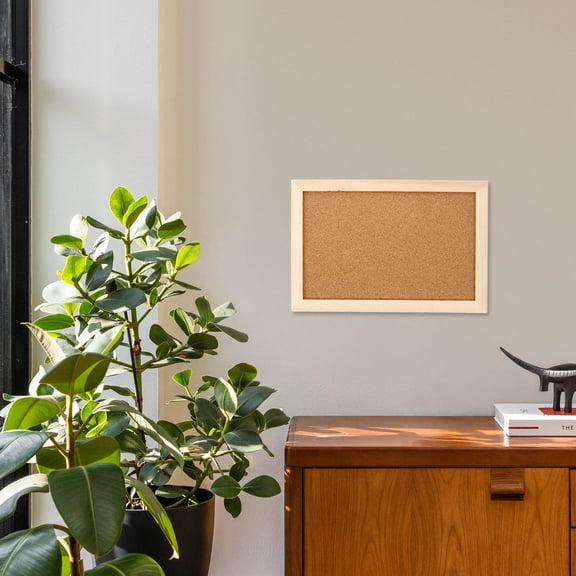 2Pcs Light Brown Notice Board with Natural Cork Surface for Office and School Use