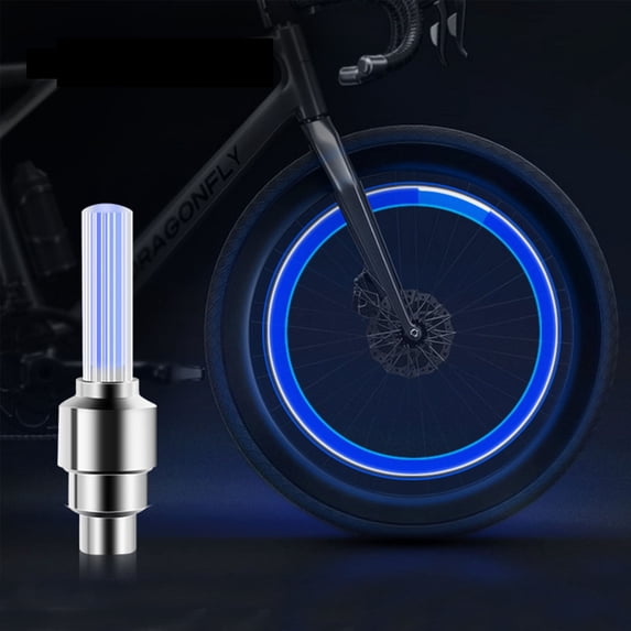 2Pcs Light UP Valves Stems Caps, LED Car Wheel Lights Inductive Vibration Function, Improve Night Vision Clarity, Suitable for Bicycles, Motorcycles, Cars(Blue)