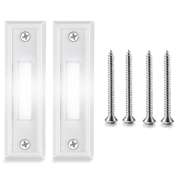 2Pcs Lighted Doorbell Button,Replacement Door Bell Push Buttons LED Door Chime,European-Style Wall Ornaments,White Simple Doorbell Buttons for Home (White)