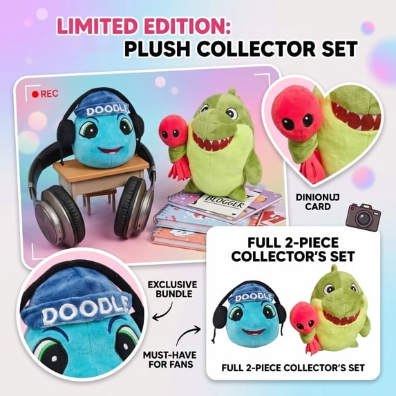2Pcs Limited Edition Plush Collector Set Doodlf Dinionuj Doodle And ...