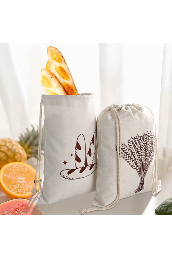 2Pcs Linen Bread Bags for Homemade Bread Reusable Bread Container Drawstring Bread Storage Bags Large Reusable Linen Saver Bag Printed Bread Bags for Bread Storage Bakers Gifts 16x12inch