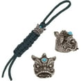 thumbnail image 1 of 2Pcs Lion Dance Paracord Beads 0.67x0.81x0.75 Inch Antique Silver Large Hole Beads Brass Lanyard Beads, 1 of 9
