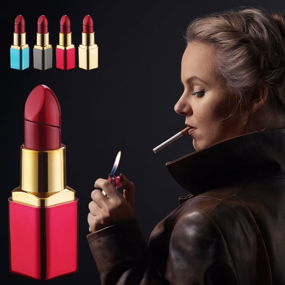 2Pcs Lipstick Torch Lighter, Yannianjz Lipstick Torch Lighter, Windproof Butane Lighter, Adjustable Flame Refillable Lighter, Metal Candle Lighter, Gift Lighter, Cigar Lighter