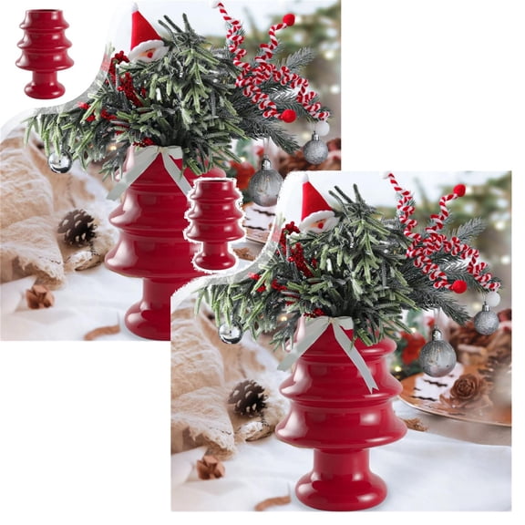 2Pcs Little Red Boots Ceramic Vase Red Shoes Desktop Vase Student Pen Holder Bedroom Desktop Ornament