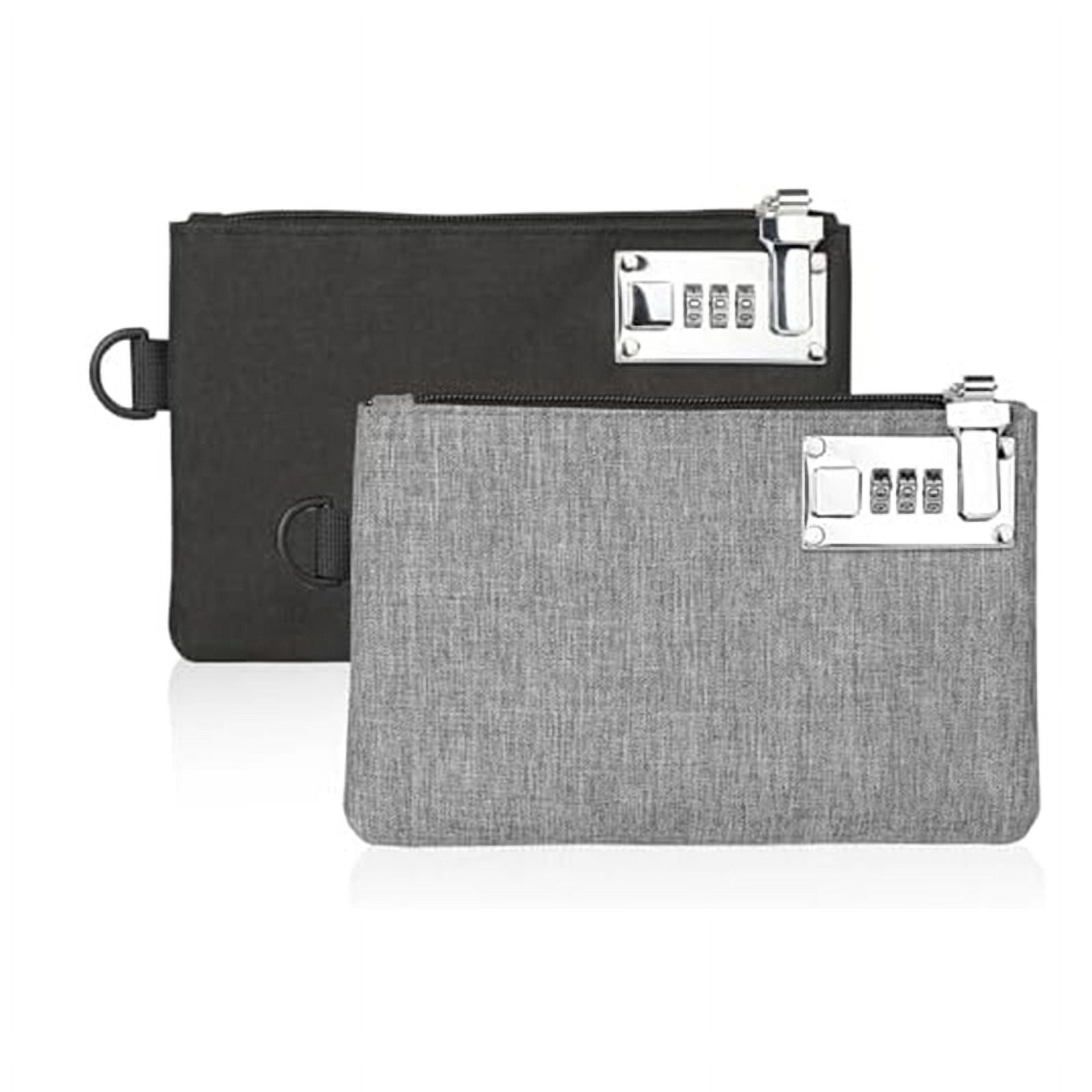 2Pcs Lockable KOSMCCOMoney Bags Durable Nylon Lock Bank Bag Coin Bag Storage Cash Bag for Jewelry Passport Credit Cards